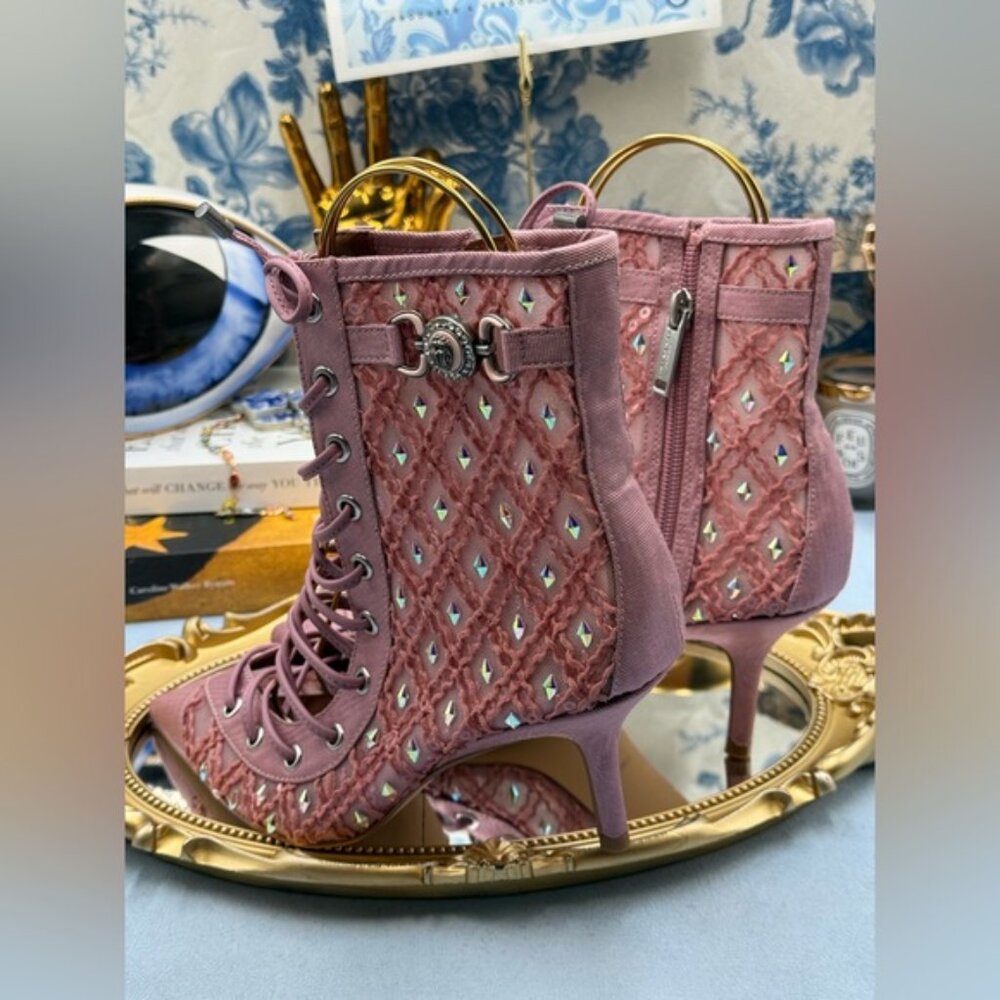 🆕 KURT GEIGER LONDON 🧿 NWOB Embellished Mansion Corset Ankle Boots - Sz 37 US7 - Picture 8 of 16